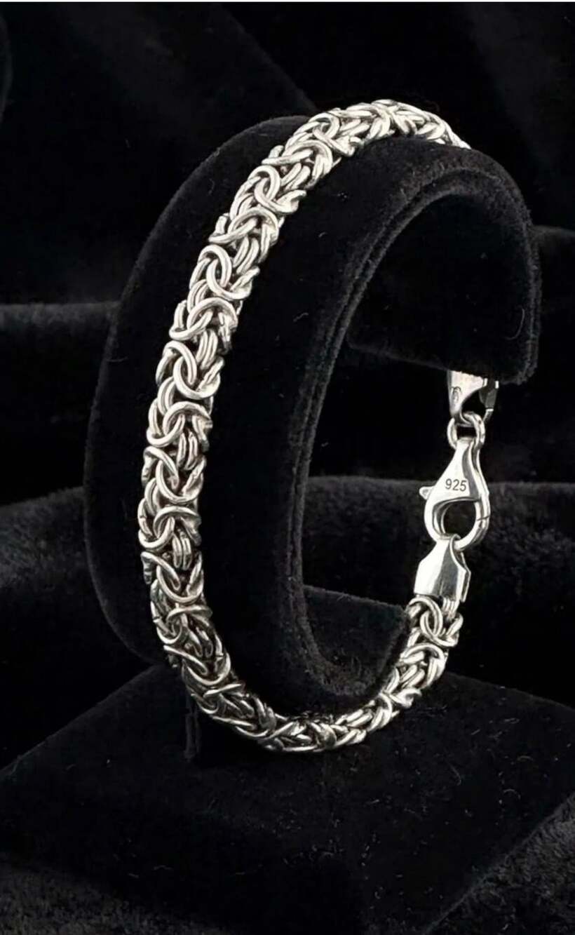 Vintage Sterling Silver 925 Byzantine Link 8” Bracelet Made in Italy